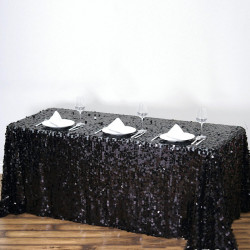 120 Black Rectangle Sequin Table Linen