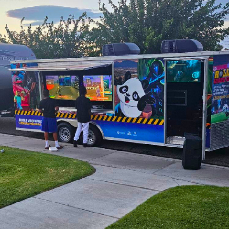 Kids enjoying game truck rentals in Spring Valley, NV.